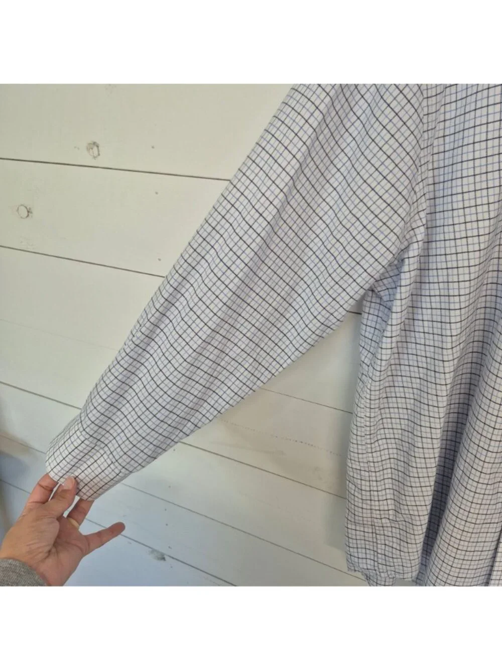 Saddlebred Men's Classic Fit Oxford Shirt 17-17.5 XL Blue Plaid Button-Down - Picture 3 of 6